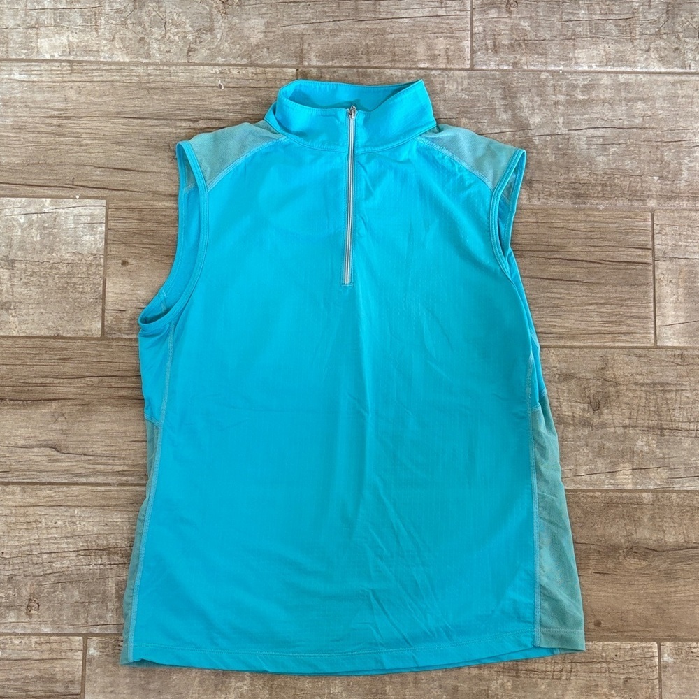 Coolblast Ladies Sleeveless Blue Zip-Up Golf Top